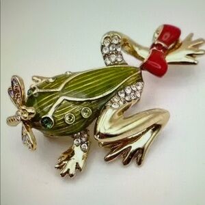 St John Colorful Frog Vintage Brooch